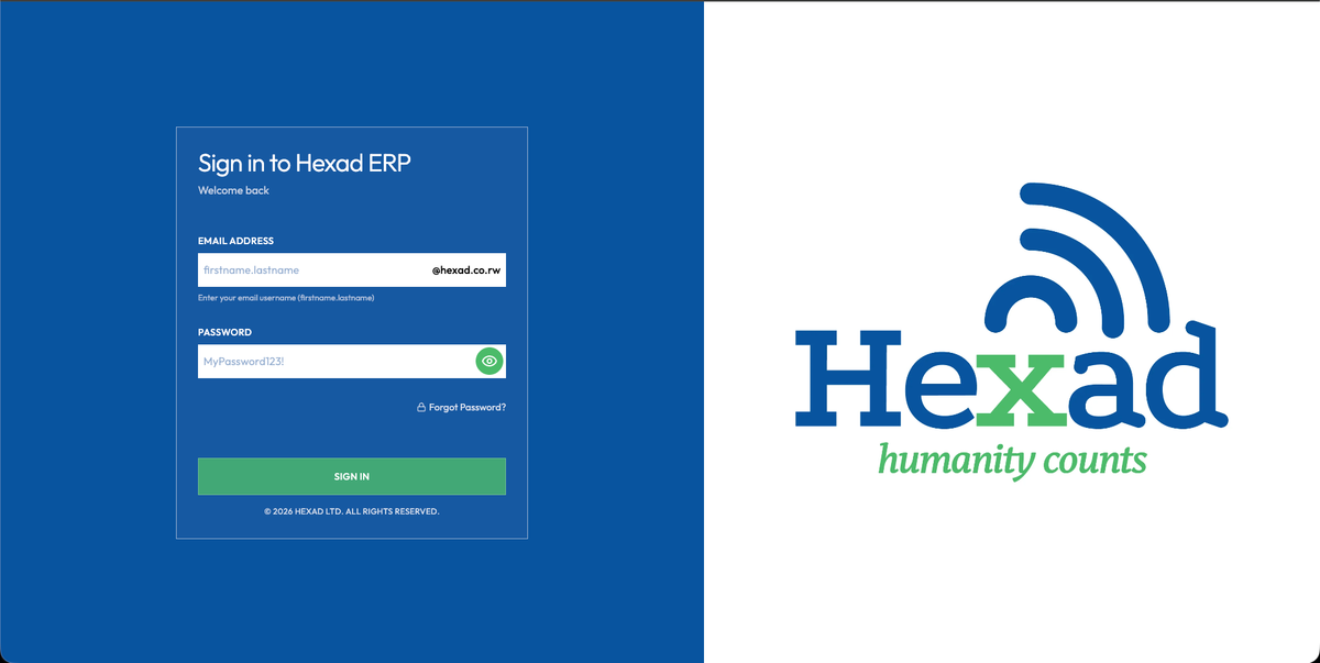 Screenshot of HEXAD ERP, A comprehensive enterprise resource planning system for operations, inventory and finance across multiple teams.